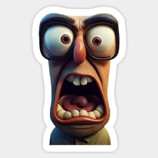 Screaming Man with big Eyes Sticker